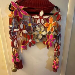 SHEIN Multicolor Floral Crochet Sweater